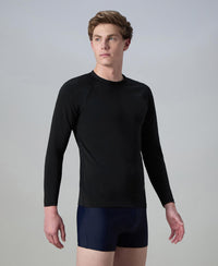 Speedo Men's Performance Long Sleeve Suntop (Black / Evening Grey)