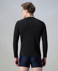 Speedo Men's Performance Long Sleeve Suntop (Black / Evening Grey)