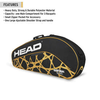 HEAD Ignition Pro 3R Badminton Kitbag | Heavy-Duty 3-Racquet Thermal Carrying Bag - Best Price online Prokicksports.com