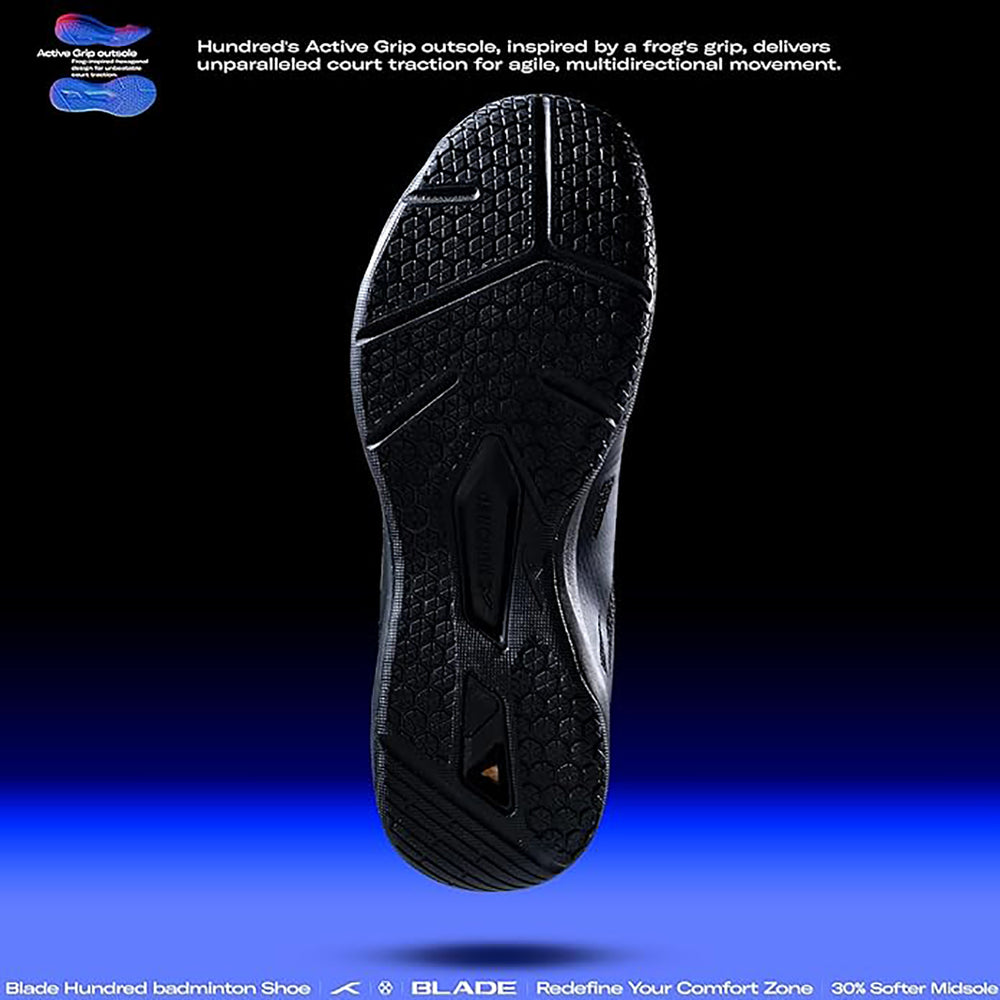 HUNDRED Blade Badminton Shoes (Non-Marking) | Multi-Sport Court Shoes | Lightweight Gum Rubber Sole | Indoor Sports – Badminton, Squash, Table Tennis, Volleyball & Basketball - Best Price online Prokicksports.com