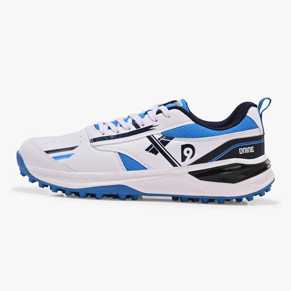 D9 Blaster-2 Rubber Studs Cricket Shoes – Ultra-Lightweight, High-Grip & Durable Sports Footwear (White/Royal Blue/Black)