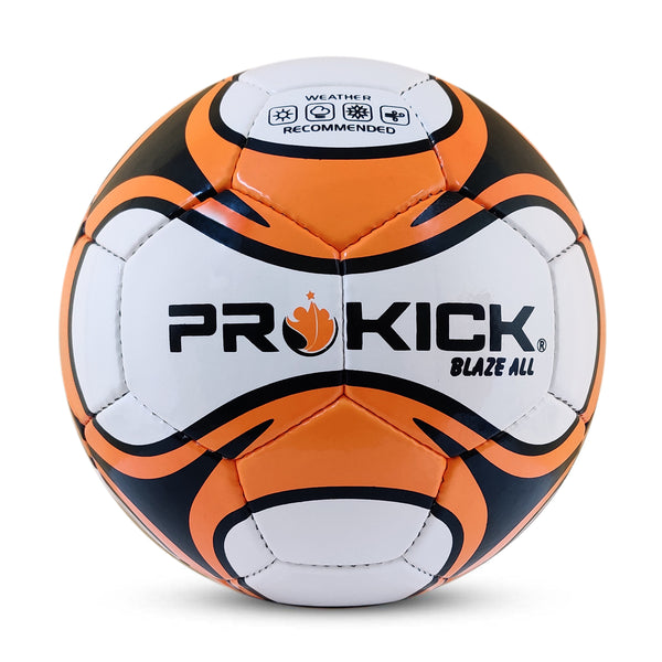 Prokick Blaze All Hand Stitched 32 Panel PU Football, Size 5 (White/Orange/Black)