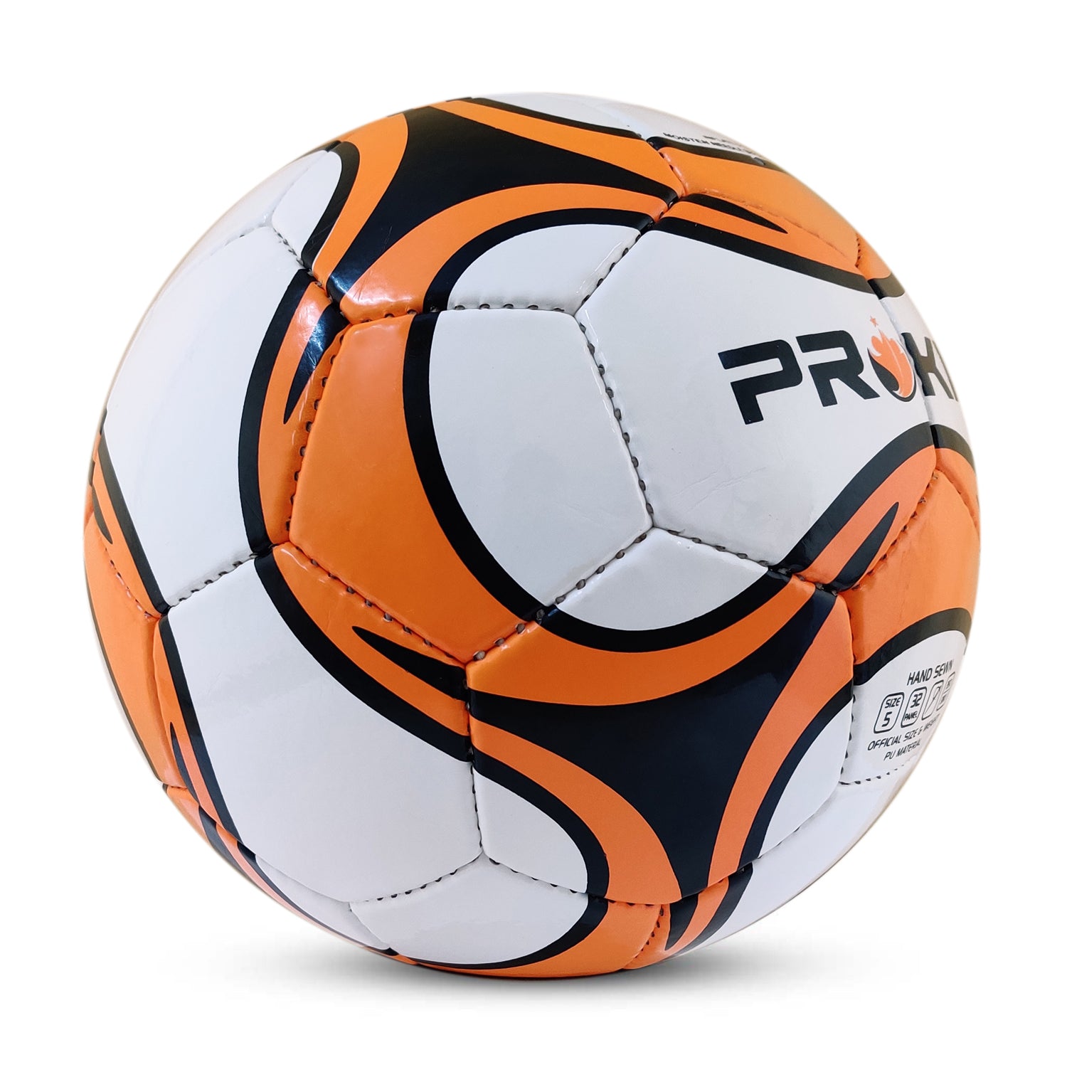 Prokick Blaze All Hand Stitched 32 Panel PU Football, Size 5 (White/Orange/Black) - Best Price online Prokicksports.com