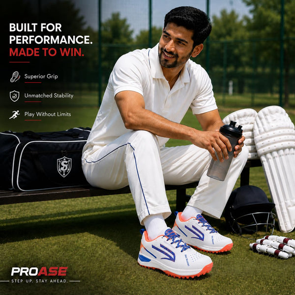 PRO ASE NetMaster Cricket Shoes | Rubber Studs, Water-Resistant PU Upper & EVA Midsole