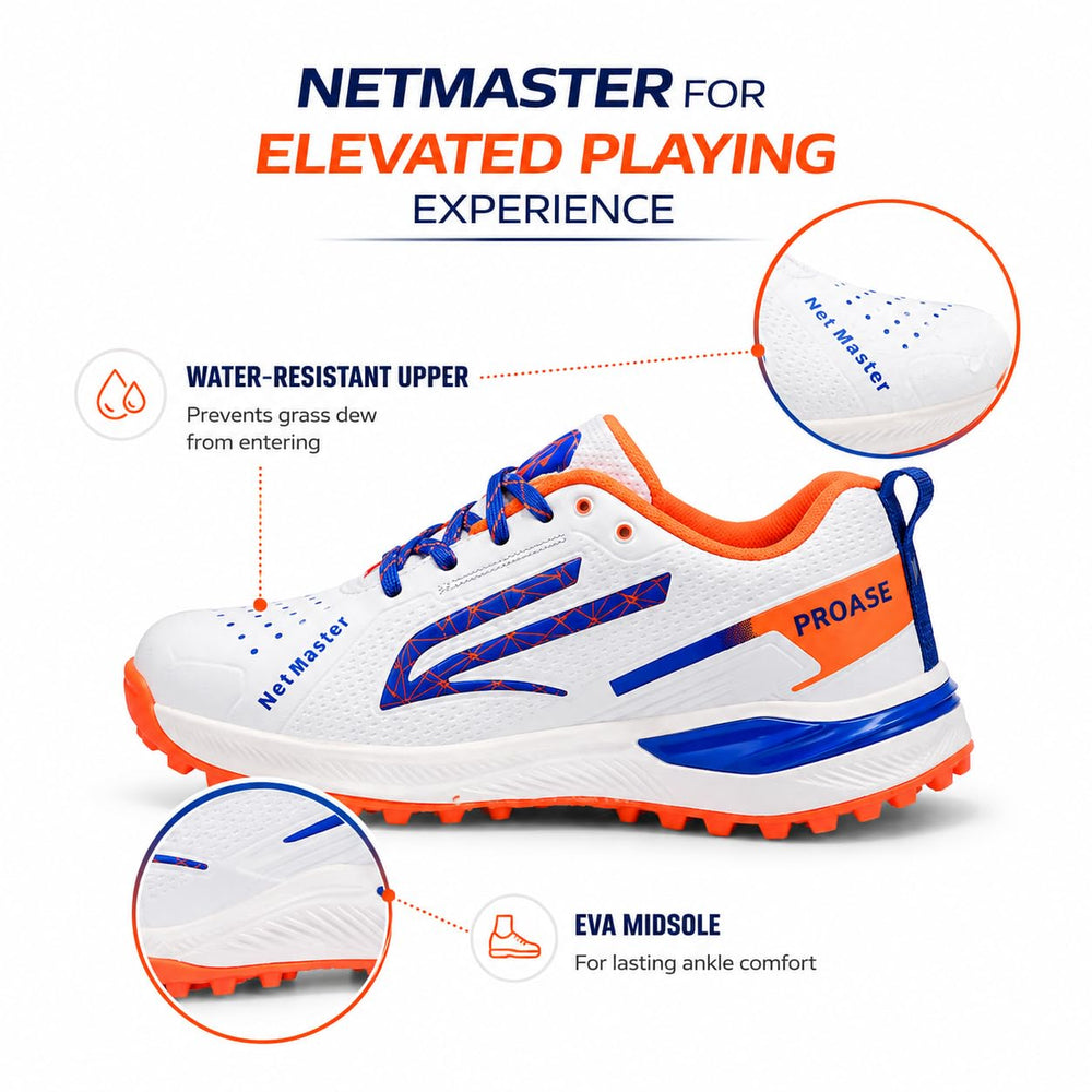 PRO ASE NetMaster Cricket Shoes | Rubber Studs, Water-Resistant PU Upper & EVA Midsole - Best Price online Prokicksports.com