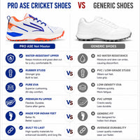PRO ASE NetMaster Cricket Shoes | Rubber Studs, Water-Resistant PU Upper & EVA Midsole - Best Price online Prokicksports.com