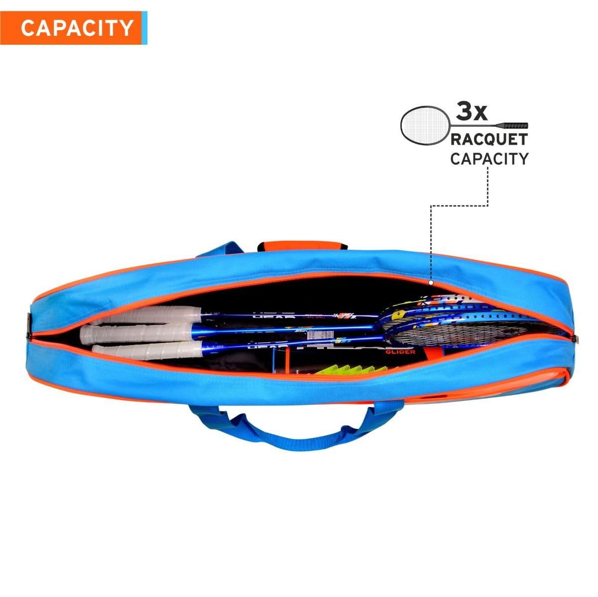 HEAD Inferno 50 Badminton Kit Bag | Lightweight 3-Racquet Single-Compartment Carrying Bag