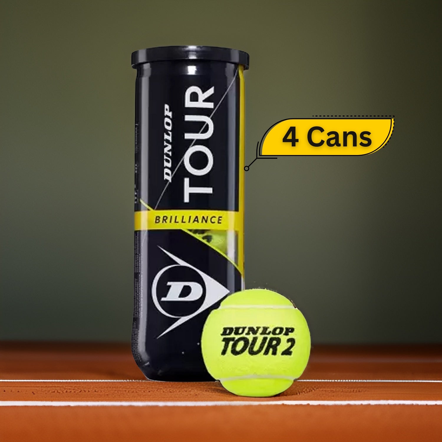 Dunlop Tour Brilliance Tennis Balls Dozen (4 Cans) - Best Price online Prokicksports.com
