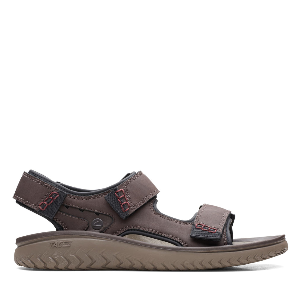 Clarks Men's Synthetic Floater Sandals (Brown) – Casual Block Heel Sandals with EVA Sole & Hook-and-Loop Closure| 9 UK