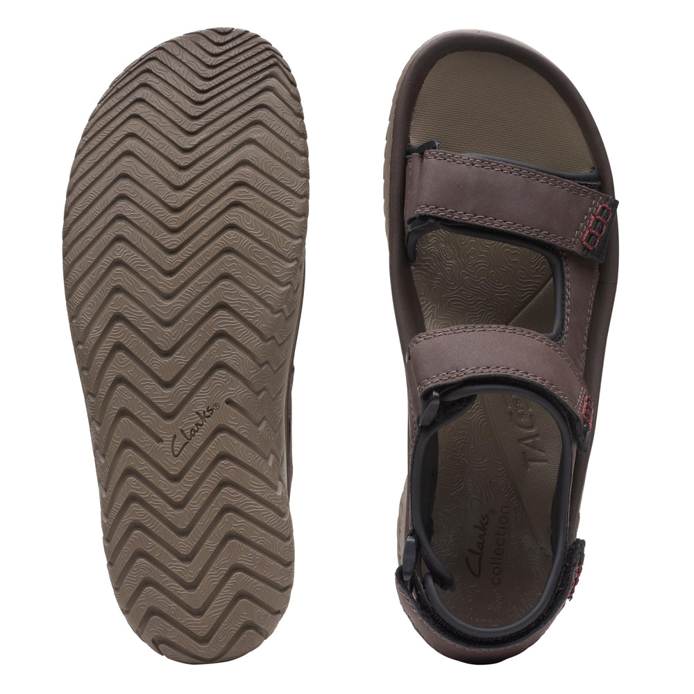Clarks Men's Synthetic Floater Sandals (Brown) – Casual Block Heel Sandals with EVA Sole & Hook-and-Loop Closure| 9 UK