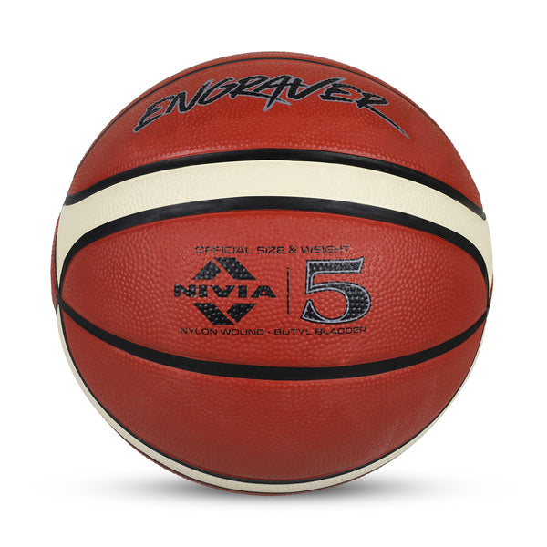 NIVIA Engraver Tournament Basketball (Size 5, Brown/Beige)