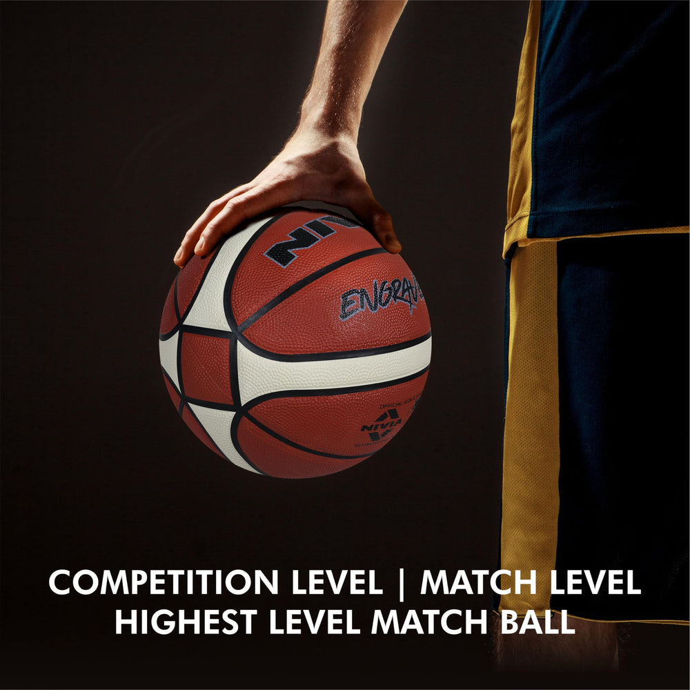 NIVIA Engraver Tournament Basketball (Size 5, Brown/Beige)