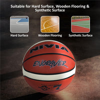 NIVIA Engraver Tournament Basketball (Size 5, Brown/Beige)