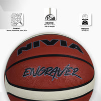 NIVIA Engraver Tournament Basketball (Size 5, Brown/Beige)