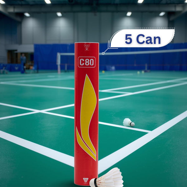 Li-Ning C80 Feather Shuttlecock, Speed 76 – 12 Pieces (Pack of 5)