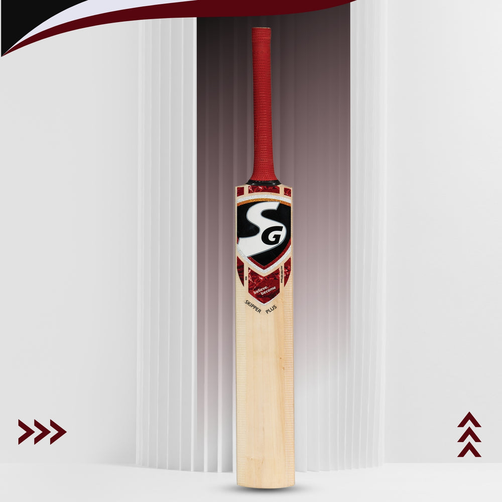 SG Skipper Plus Kashmir Willow Cricket Bat – Durable Lightweight Cricket Bat for Beginners and Club Matches, Ideal for Leather Ball Practice and Play