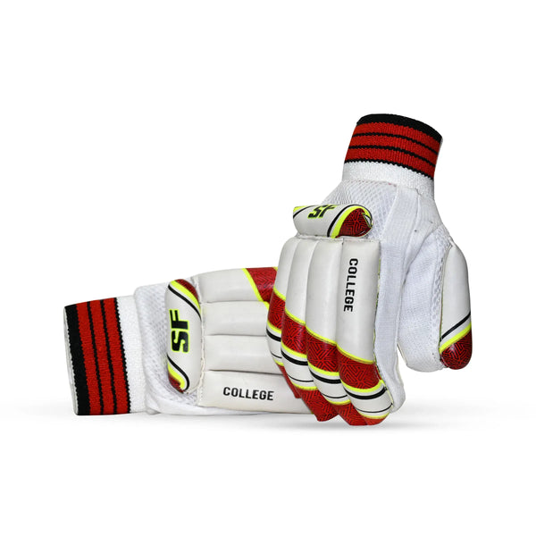 SF College Right Hand Batting Gloves – Men’s | Durable Club-Level Cricket Gloves with PU Palm & Finger Protection