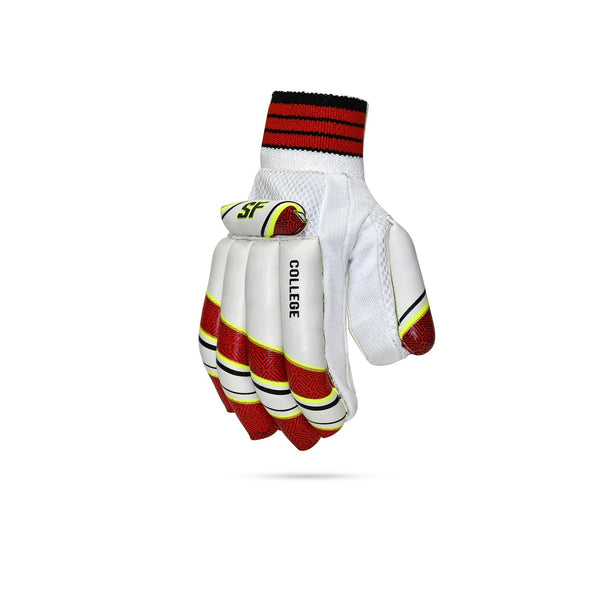 SF College Right Hand Batting Gloves – Men’s | Durable Club-Level Cricket Gloves with PU Palm & Finger Protection