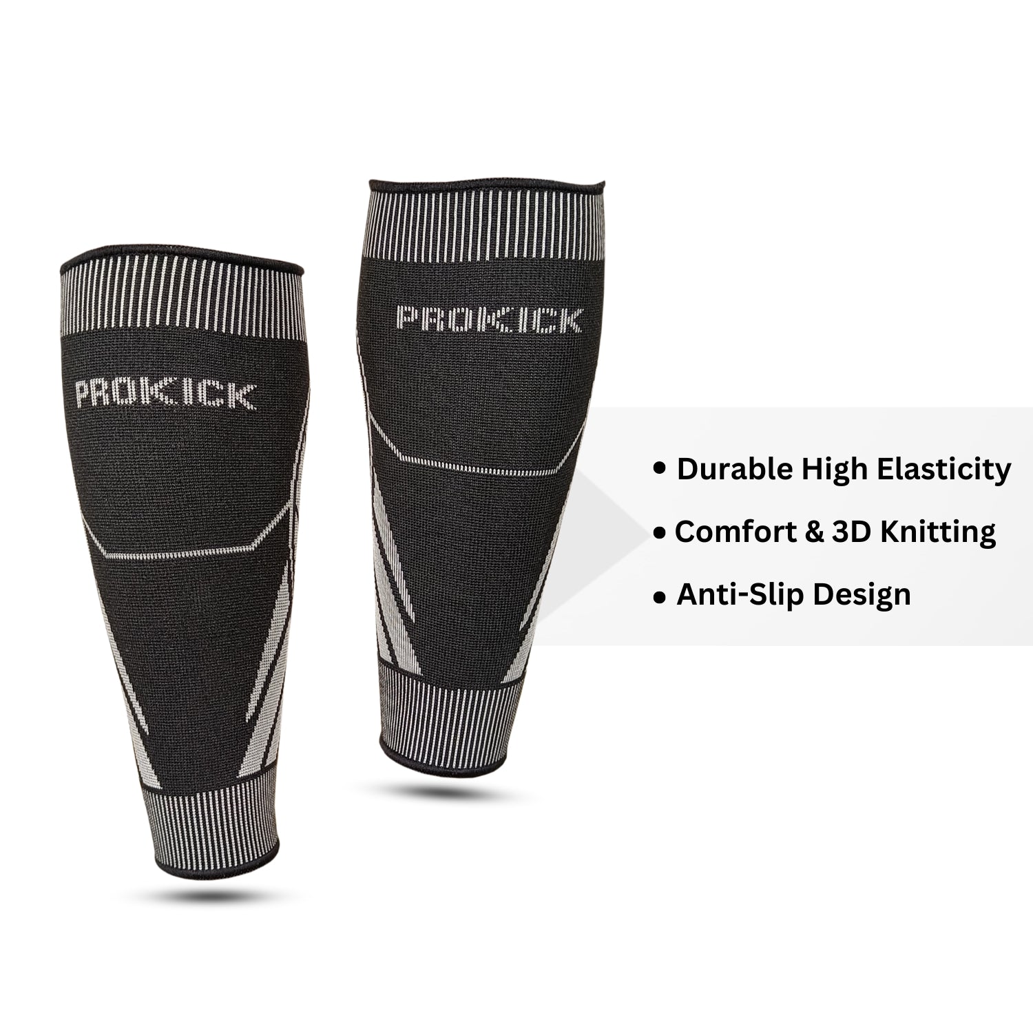 Prokick Calf Compression Sleeves for Men and Women, Black/Grey - Best Price online Prokicksports.com