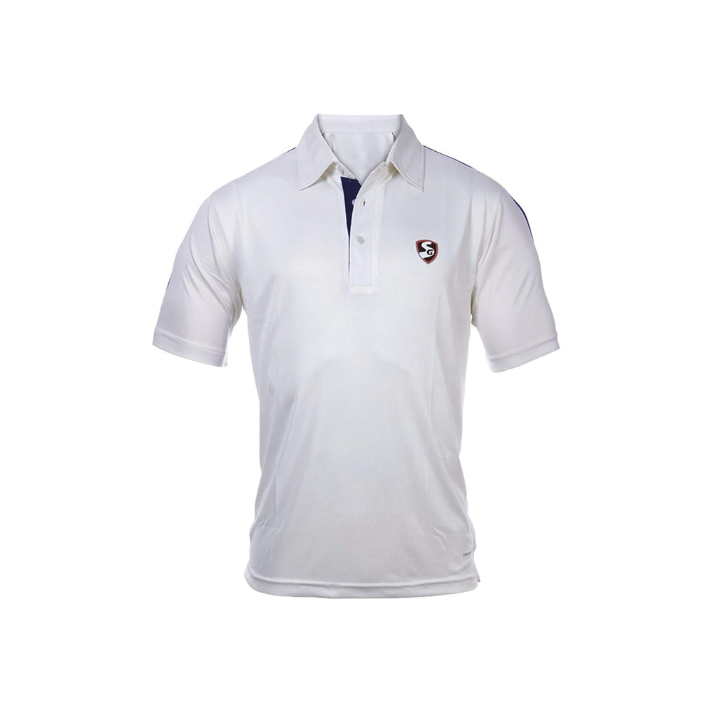 SG Century Half Sleeve Cricket Shirt White – Lightweight Breathable Polyester Sports Shirt for Match and Training with Moisture-Wicking Comfort Fit