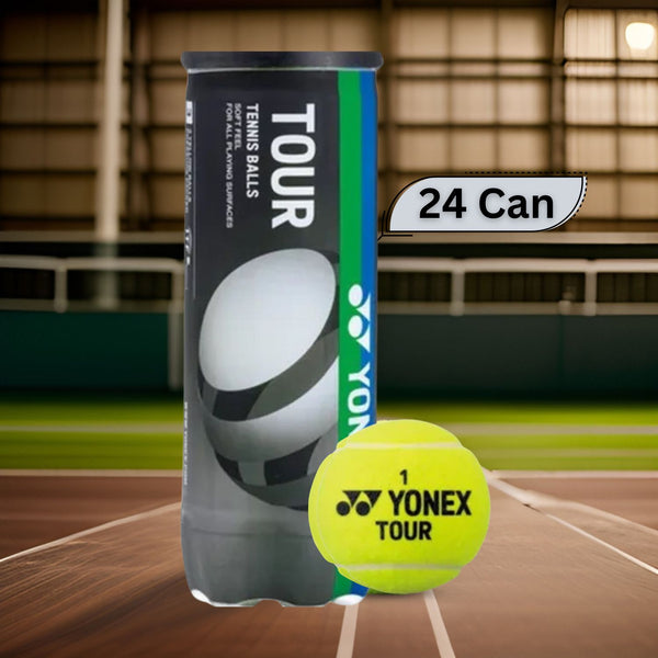 Yonex Tour (TB‑TR3N EX) Tennis Balls – ITF Approved Tour‑Grade Woven Felt, High‑Visibility Yellow, 24‑Can Case (72 Balls)
