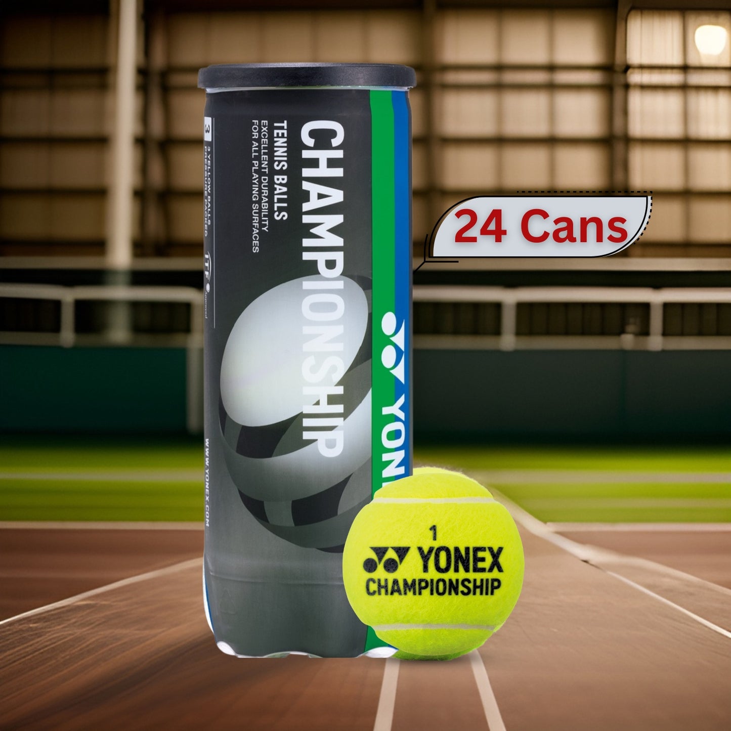 Yonex Championship (TB-CS3 EX) Tennis Balls – 24 Can (72 Balls) | High-Performance & Durable Tennis Balls - Best Price online Prokicksports.com