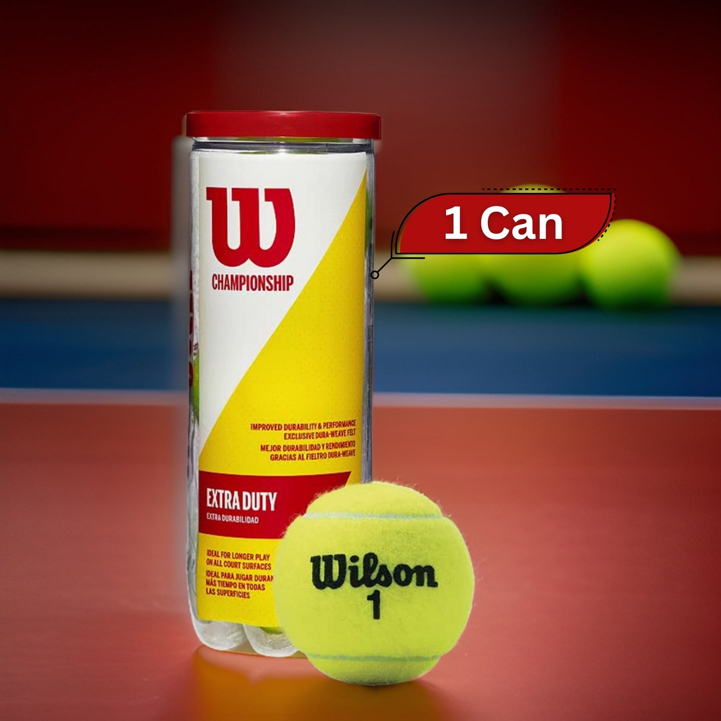 Wilson Championship Extra Duty Tennis Balls Can, 1 Can - Yellow