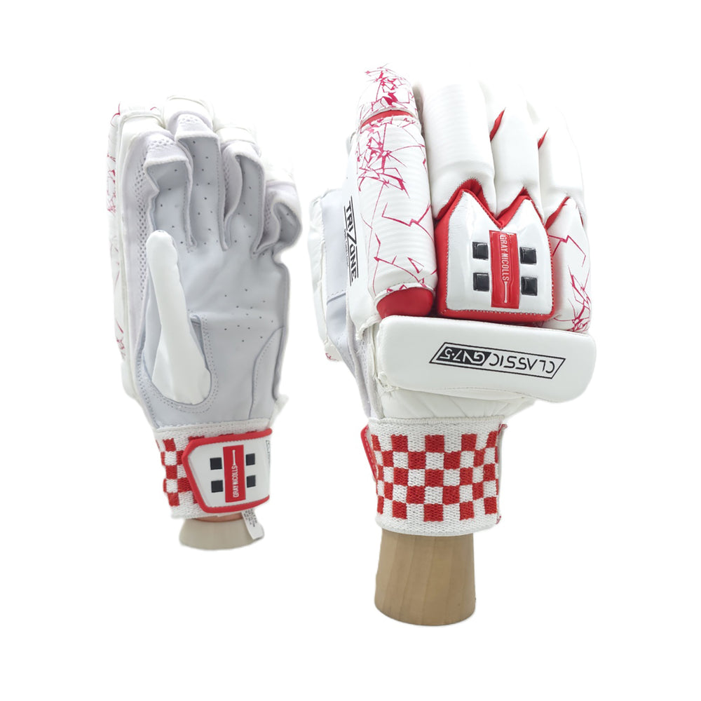 Gray Nicolls GN 7.5 Classic RH Batting Gloves White/Red – Lightweight Cricket Gloves with Split Fingers, Grip Control & Finger Protection Pads