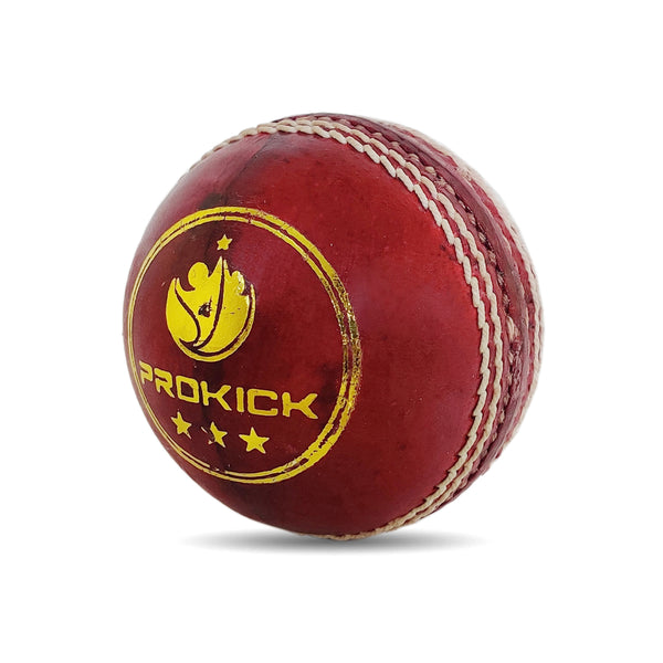 Prokick Club Four Piece Leather Cricket Ball, 1Pc (Red)