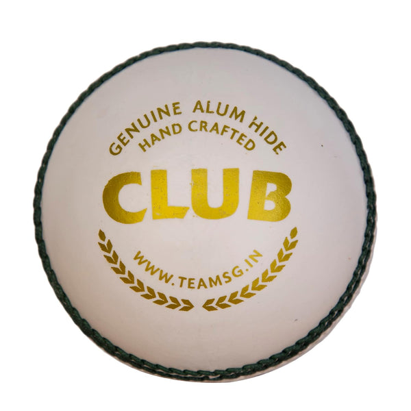SG Club Cricket Leather Ball for Youth | White | Durable Ball for Matches, Practice, Swing & Spin Bowling|
