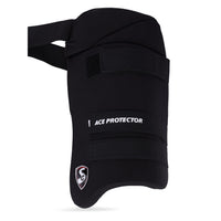 SG Ace Protector Black Thigh Pads RH Combo – Right Handed Cricket Thigh Guard Set with Lightweight Foam Protection and Adjustable Straps for Batting - Best Price online Prokicksports.com