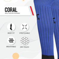 Vector X Coral Nylon Soccer Stocking Socks | Large Size | Adults with Stretchable Fit, Breathable Fabric, Ankle Grip and Moisture-Wicking Comfort - Best Price online Prokicksports.com