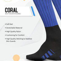 Vector X Coral Nylon Soccer Stocking Socks | Large Size | Adults with Stretchable Fit, Breathable Fabric, Ankle Grip and Moisture-Wicking Comfort - Best Price online Prokicksports.com