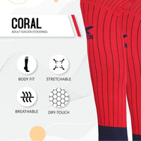 Vector X Coral Nylon Soccer Stocking Socks | Large Size | Adults with Stretchable Fit, Breathable Fabric, Ankle Grip and Moisture-Wicking Comfort - Best Price online Prokicksports.com