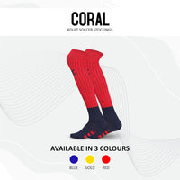 Vector X Coral Nylon Soccer Stocking Socks | Large Size | Adults with Stretchable Fit, Breathable Fabric, Ankle Grip and Moisture-Wicking Comfort - Best Price online Prokicksports.com