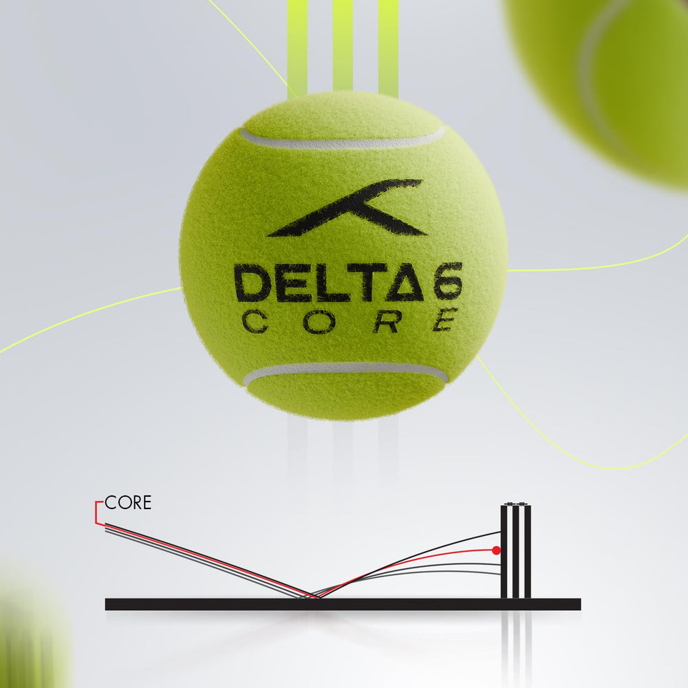 Hundred Delta 6 Core Cricket Tennis Balls – Pack of 6 Neon Yellow Durable Balls for Training, Matches, Gully Cricket & Turf Play - Best Price online Prokicksports.com