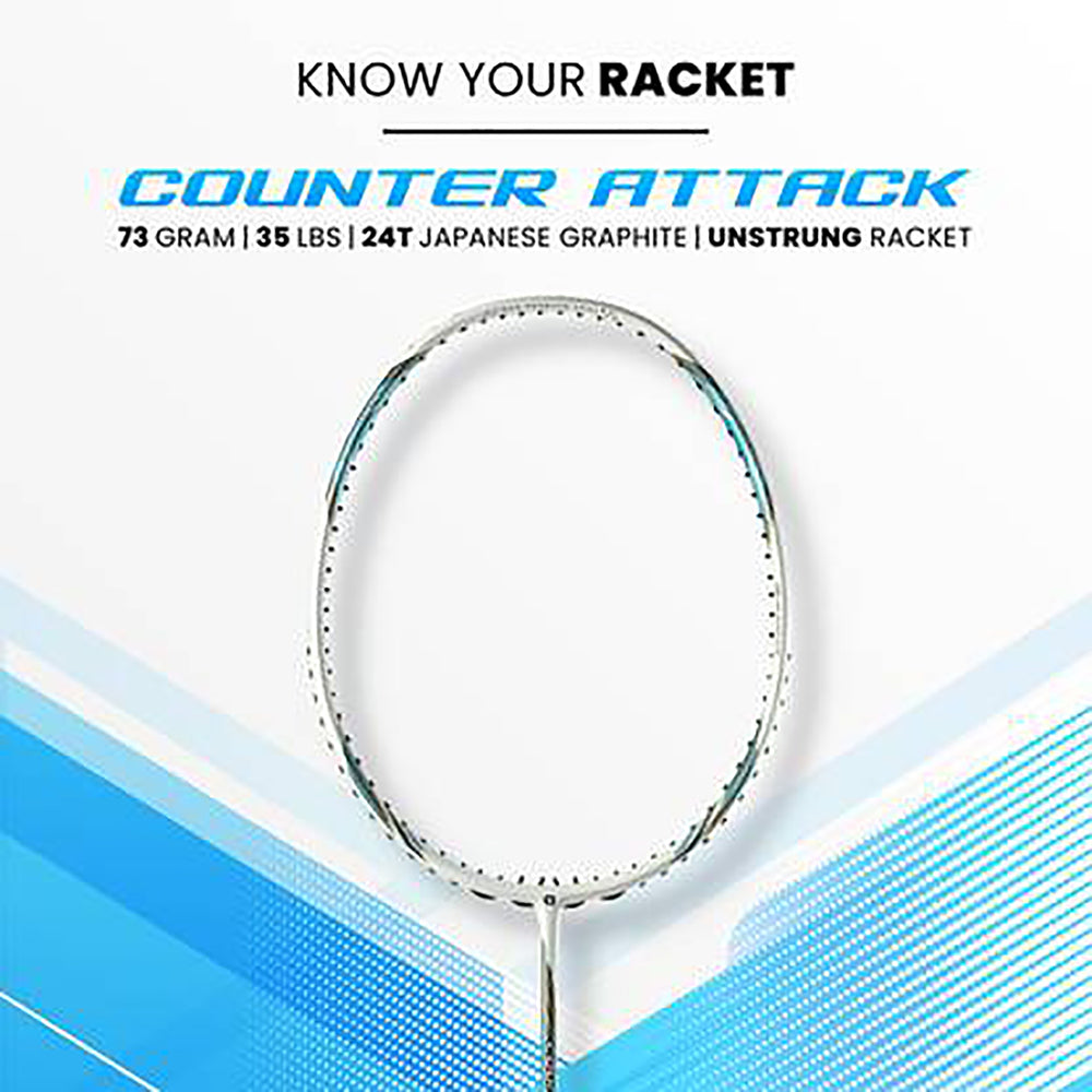 Apacs Counter Attack Badminton Unstrung Racket – Ultra Lightweight 7U (G2), Glossy White Finish, High Speed Frame for Fast Swings & Quick Reaction Play - Best Price online Prokicksports.com