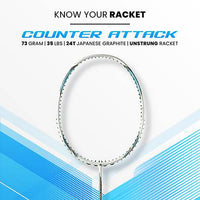 Apacs Counter Attack Badminton Unstrung Racket – Ultra Lightweight 7U (G2), Glossy White Finish, High Speed Frame for Fast Swings & Quick Reaction Play - Best Price online Prokicksports.com
