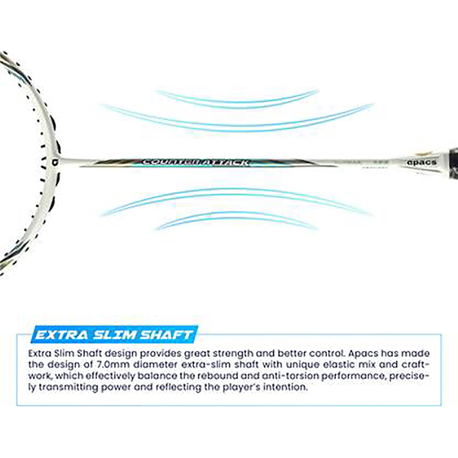 Apacs Counter Attack Badminton Unstrung Racket – Ultra Lightweight 7U (G2), Glossy White Finish, High Speed Frame for Fast Swings & Quick Reaction Play - Best Price online Prokicksports.com