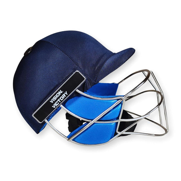 Prokick Cricshell Cricket Helmet with Fixed Stainless Steel Grill, Navy