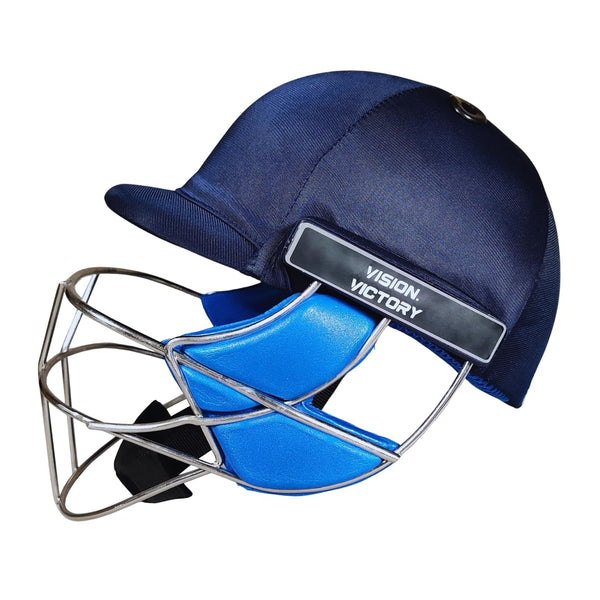 Prokick Cricshell Cricket Helmet with Fixed Stainless Steel Grill, Navy