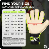 Vector X Cyclone Goalkeeper Gloves with Finger Spines, Strong Grip Latex Palm, Splendid Protection and Comfort for Match and Training Football Use - Best Price online Prokicksports.com