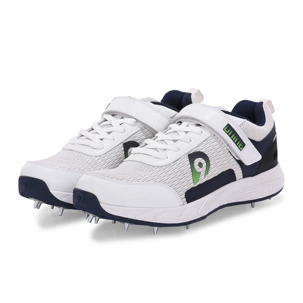 Dnine Warrior-2 Bowling Spikes Cricket Shoes  –Blue/White, Superior Traction & Comfort for Bowlers