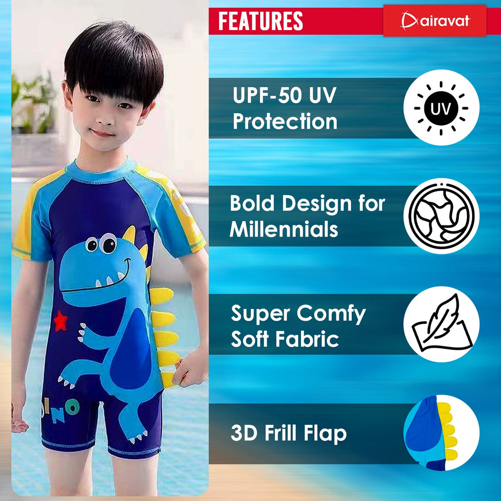 Airavat 1513 Kids Swimming Costume – Comfortable One-Piece Swimwear for Boys & Girls, Stretchable Fabric, Pool Training & Water Activities Use - Best Price online Prokicksports.com