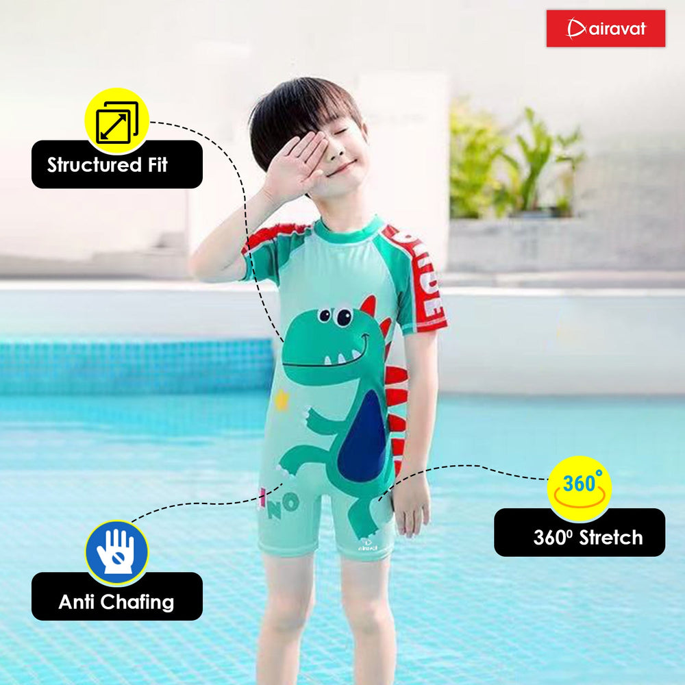 Airavat 1513 Kids Swimming Costume – Comfortable One-Piece Swimwear for Boys & Girls, Stretchable Fabric, Pool Training & Water Activities Use