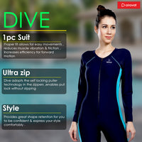 Airavat Dive 5004 Women's Full Body Swimsuit – Modest Long Sleeve Swimwear for Training, Pool, Beach, Water Aerobics & Sports Use - Best Price online Prokicksports.com