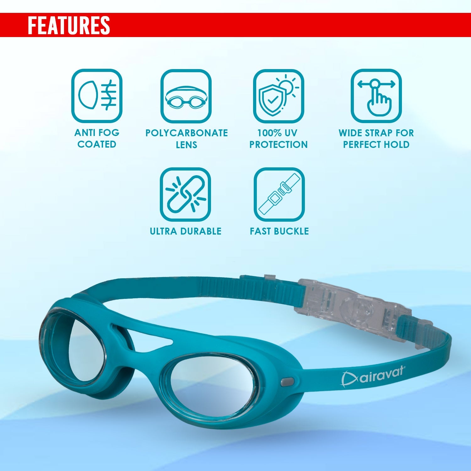 Airavat Diveon 1006 Swimming Goggles – Anti-Fog, UV Protection, Leak-Proof Swim Glasses for Men & Women - Best Price online Prokicksports.com