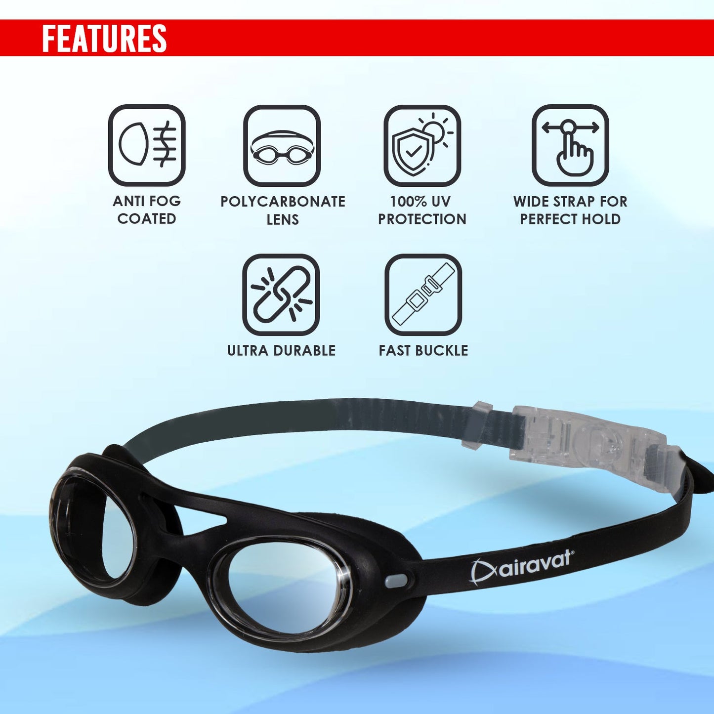 Airavat Diveon 1006 Swimming Goggles – Anti-Fog, UV Protection, Leak-Proof Swim Glasses for Men & Women