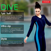 Airavat Dive 5004 Women's Full Body Swimsuit – Modest Long Sleeve Swimwear for Training, Pool, Beach, Water Aerobics & Sports Use - Best Price online Prokicksports.com