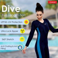 Airavat Dive 5004 Women's Full Body Swimsuit – Modest Long Sleeve Swimwear for Training, Pool, Beach, Water Aerobics & Sports Use - Best Price online Prokicksports.com